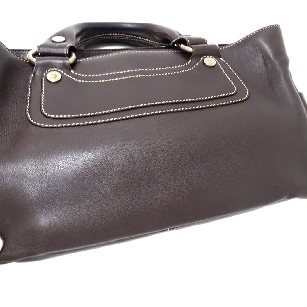 CELINE セリーヌ ハンドバッグ ブギーバッグ ダークブラウン レザー レディース 【中古】