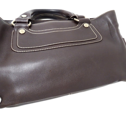 CELINE セリーヌ ハンドバッグ ブギーバッグ ダークブラウン レザー レディース 【中古】