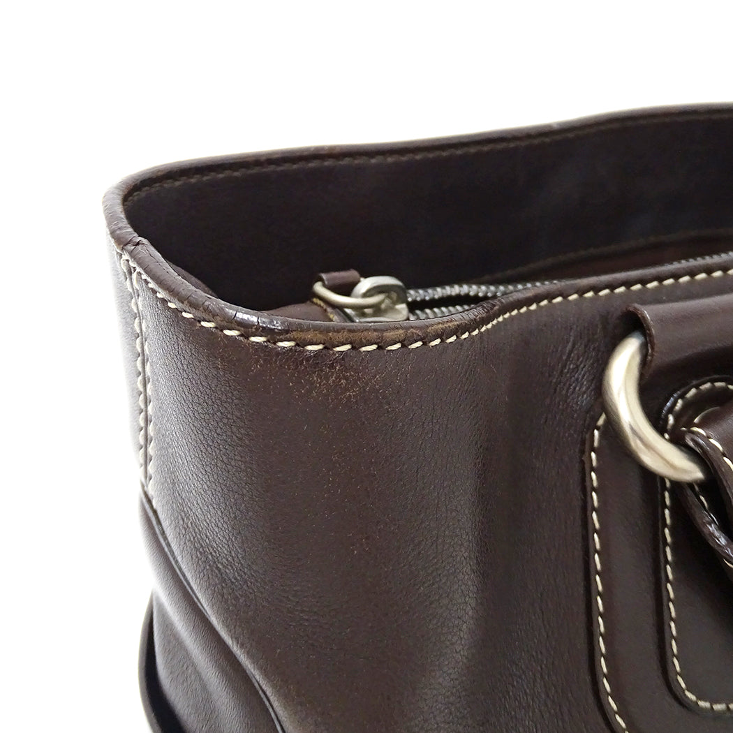 CELINE セリーヌ ハンドバッグ ブギーバッグ ダークブラウン レザー レディース 【中古】