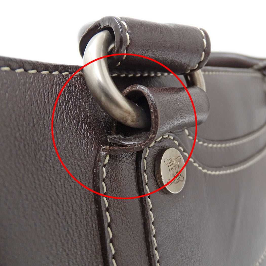 CELINE セリーヌ ハンドバッグ ブギーバッグ ダークブラウン レザー レディース 【中古】