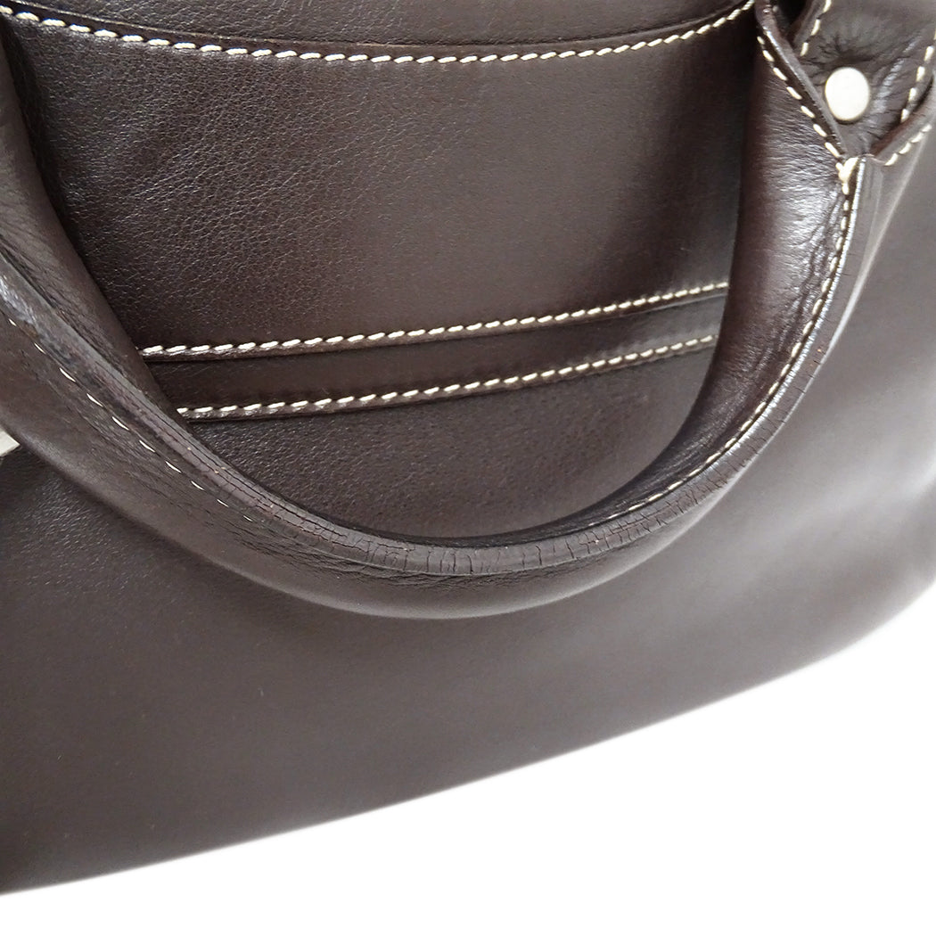 CELINE セリーヌ ハンドバッグ ブギーバッグ ダークブラウン レザー レディース 【中古】