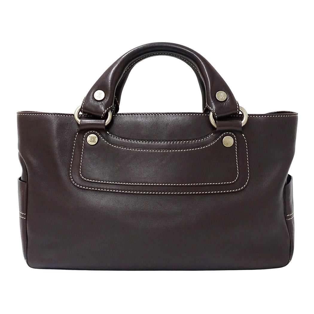 CELINE セリーヌ ハンドバッグ ブギーバッグ ダークブラウン レザー レディース 【中古】