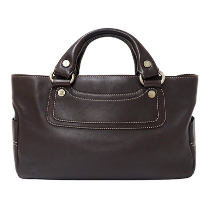 CELINE セリーヌ ハンドバッグ ブギーバッグ ダークブラウン レザー レディース 【中古】