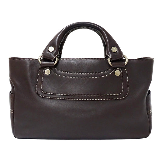 CELINE セリーヌ ハンドバッグ ブギーバッグ ダークブラウン レザー レディース 【中古】