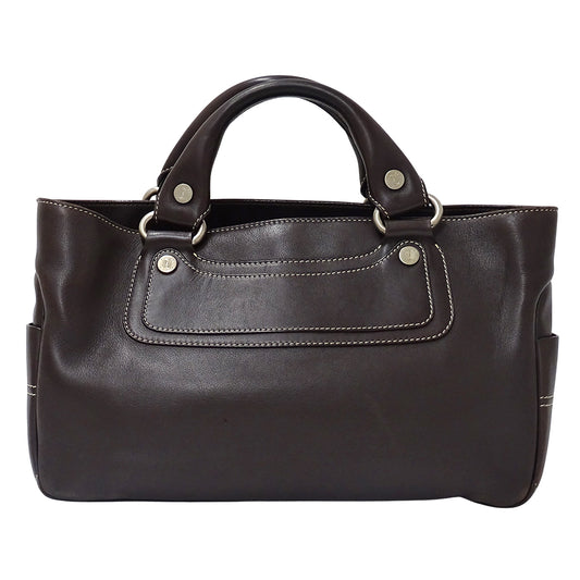 CELINE セリーヌ ハンドバッグ ブギーバッグ ダークブラウン レザー レディース 【中古】