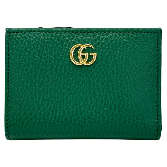 GUCCI グッチ ダブルG 二つ折りウォレット 772738 財布 プチマーモント グリーン レザー レディース 【中古】