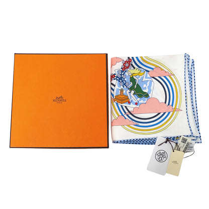 HERMES エルメス CARRES VOLANTS 空飛ぶカレ スカーフ カレ 70 ホワイト シルク レディース 【中古】