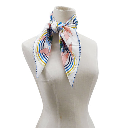 HERMES エルメス CARRES VOLANTS 空飛ぶカレ スカーフ カレ 70 ホワイト シルク レディース 【中古】