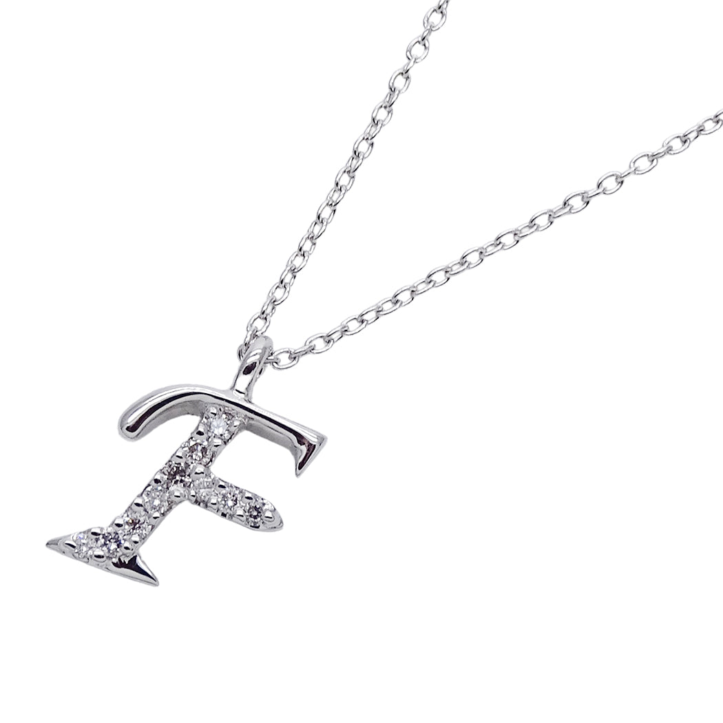 La Soma ラソマ ネックレス K18WG ダイヤモンド イニシャル "F" レディース 磨き済み【中古】
