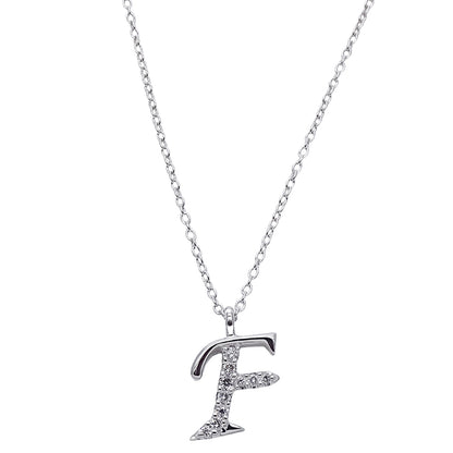 La Soma ラソマ ネックレス K18WG ダイヤモンド イニシャル "F" レディース 磨き済み【中古】