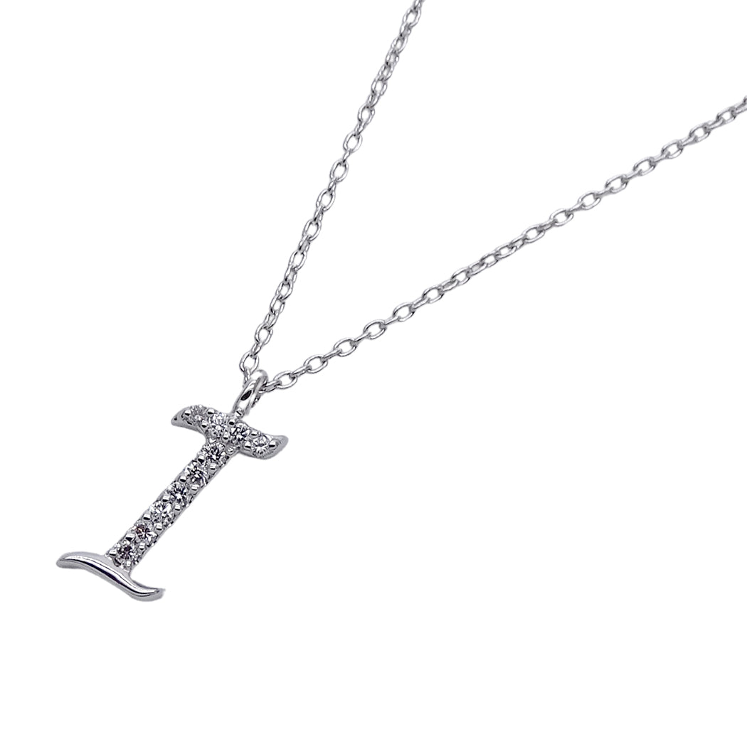 La Soma ラソマ ネックレス K18WG ダイヤモンド イニシャル "I" レディース 磨き済み【中古】