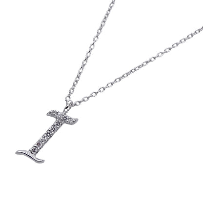 La Soma ラソマ ネックレス K18WG ダイヤモンド イニシャル "I" レディース 磨き済み【中古】