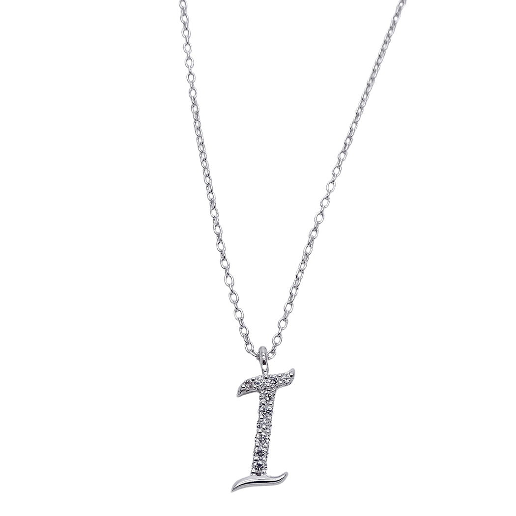 La Soma ラソマ ネックレス K18WG ダイヤモンド イニシャル "I" レディース 磨き済み【中古】