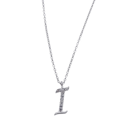 La Soma ラソマ ネックレス K18WG ダイヤモンド イニシャル "I" レディース 磨き済み【中古】