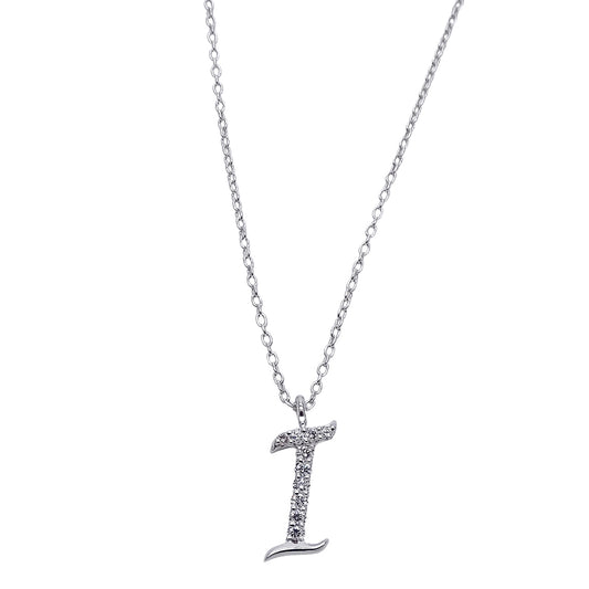 La Soma ラソマ ネックレス K18WG ダイヤモンド イニシャル "I" レディース 磨き済み【中古】