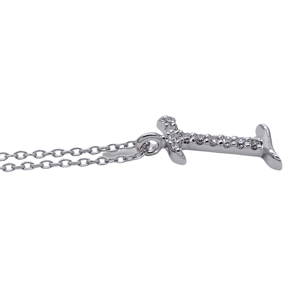 La Soma ラソマ ネックレス K18WG ダイヤモンド イニシャル "I" レディース 磨き済み【中古】
