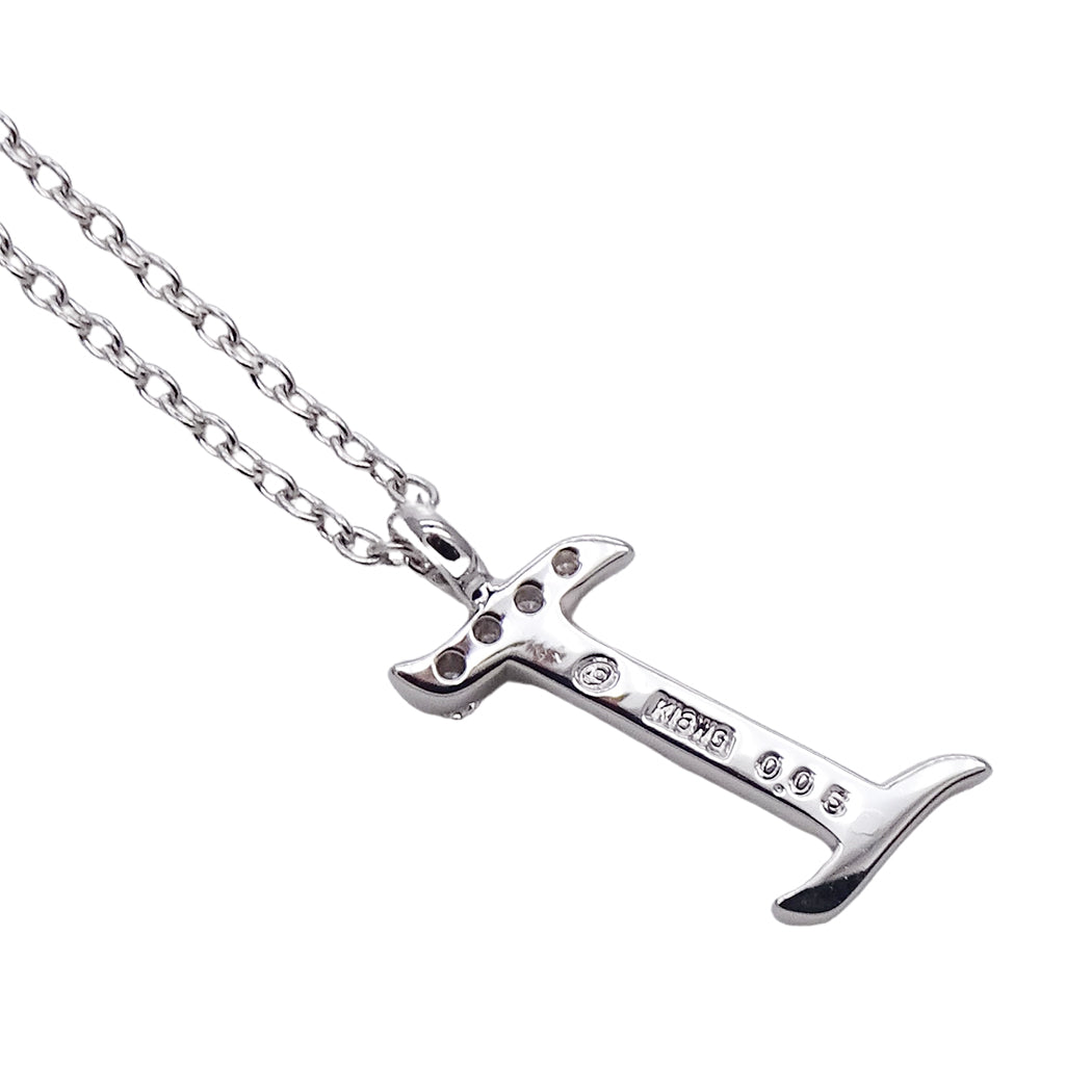La Soma ラソマ ネックレス K18WG ダイヤモンド イニシャル "I" レディース 磨き済み【中古】