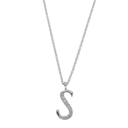 La Soma ラソマ ネックレス K18WG ダイヤモンド イニシャル "S" レディース 磨き済み【中古】