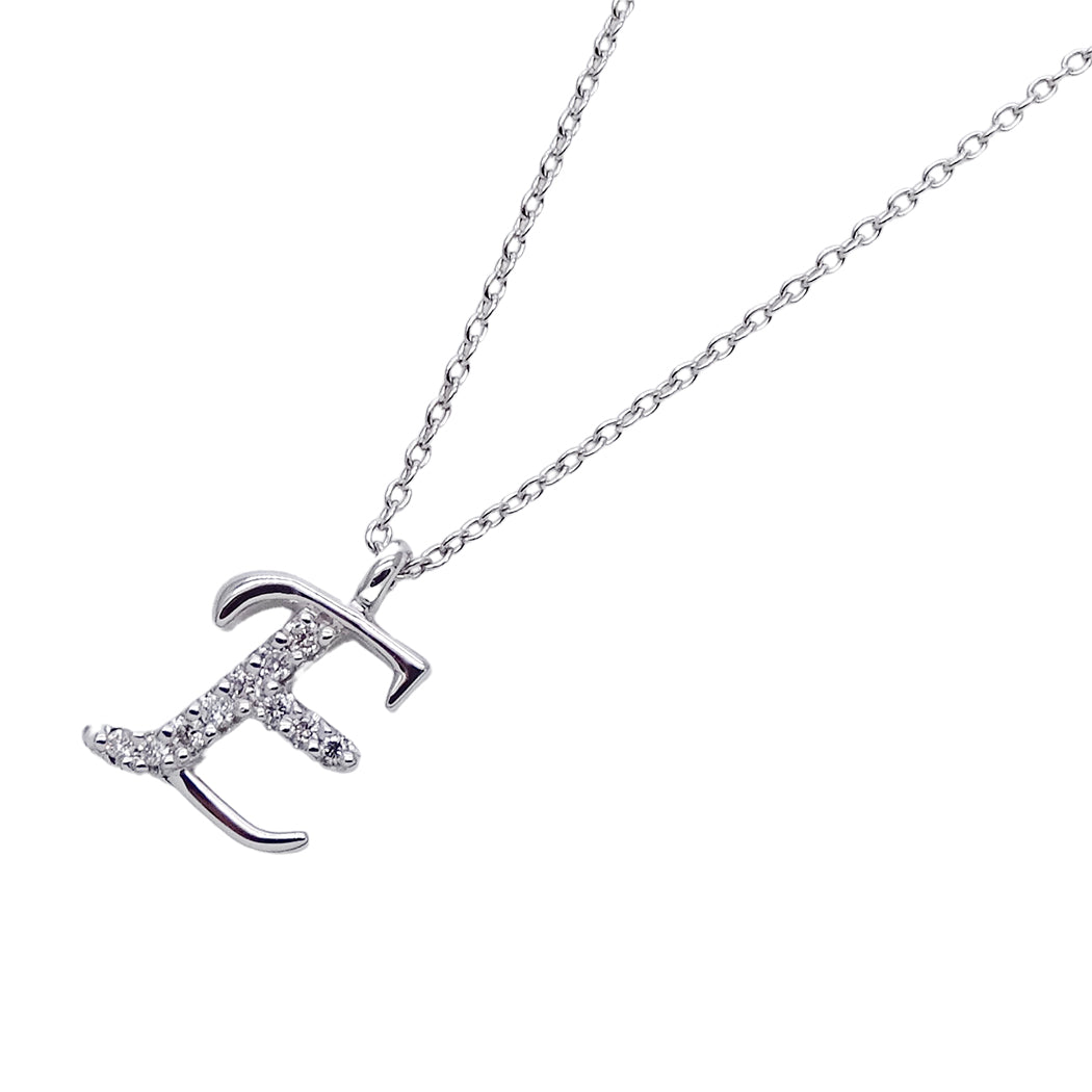 La Soma ラソマ ネックレス K18WG ダイヤモンド イニシャル "E" レディース 磨き済み【中古】
