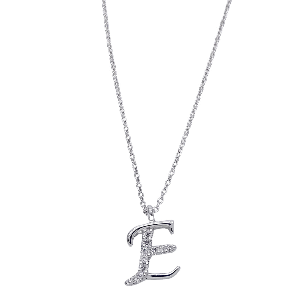La Soma ラソマ ネックレス K18WG ダイヤモンド イニシャル "E" レディース 磨き済み【中古】
