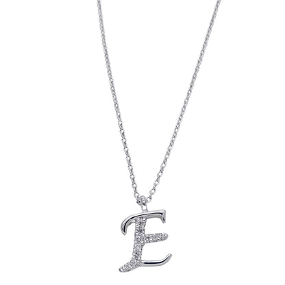 La Soma ラソマ ネックレス K18WG ダイヤモンド イニシャル "E" レディース 磨き済み【中古】