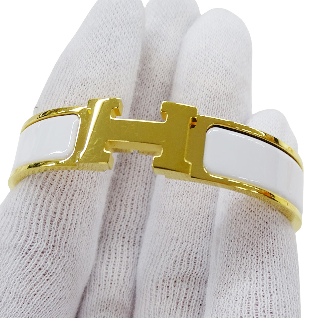 HERMES エルメス バングル クリックH GP ゴールド ホワイト レディース 【中古】