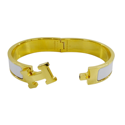 HERMES エルメス バングル クリックH GP ゴールド ホワイト レディース 【中古】