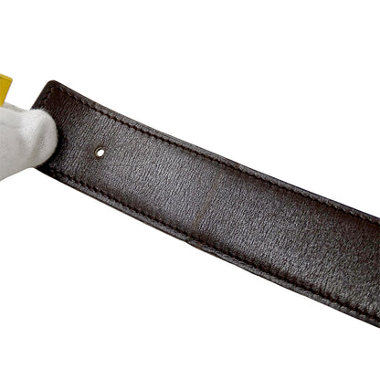 HERMES エルメス Hベルト ベルト ダークブラウン ブラック レザー メンズ 【中古】