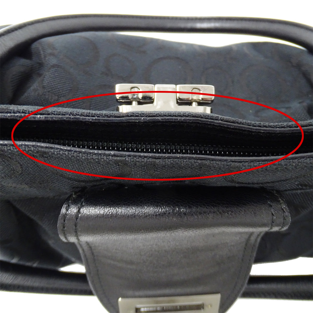 Ferragamo フェラガモ トートバッグ ガンチーニ ブラック 黒 キャンバス レディース 【中古】