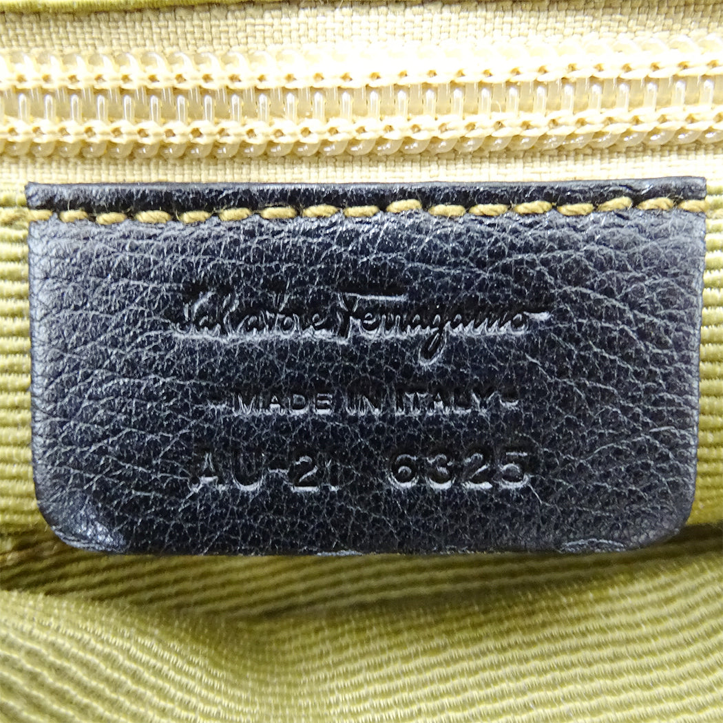 Ferragamo フェラガモ トートバッグ ガンチーニ ブラック 黒 キャンバス レディース 【中古】