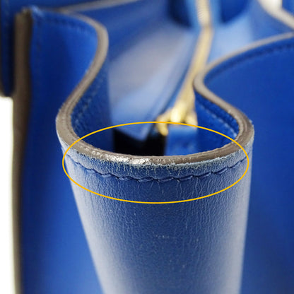 CELINE セリーヌ ラゲージ マイクロショッパー ハンドバッグ ブルー レザー レディース 【中古】