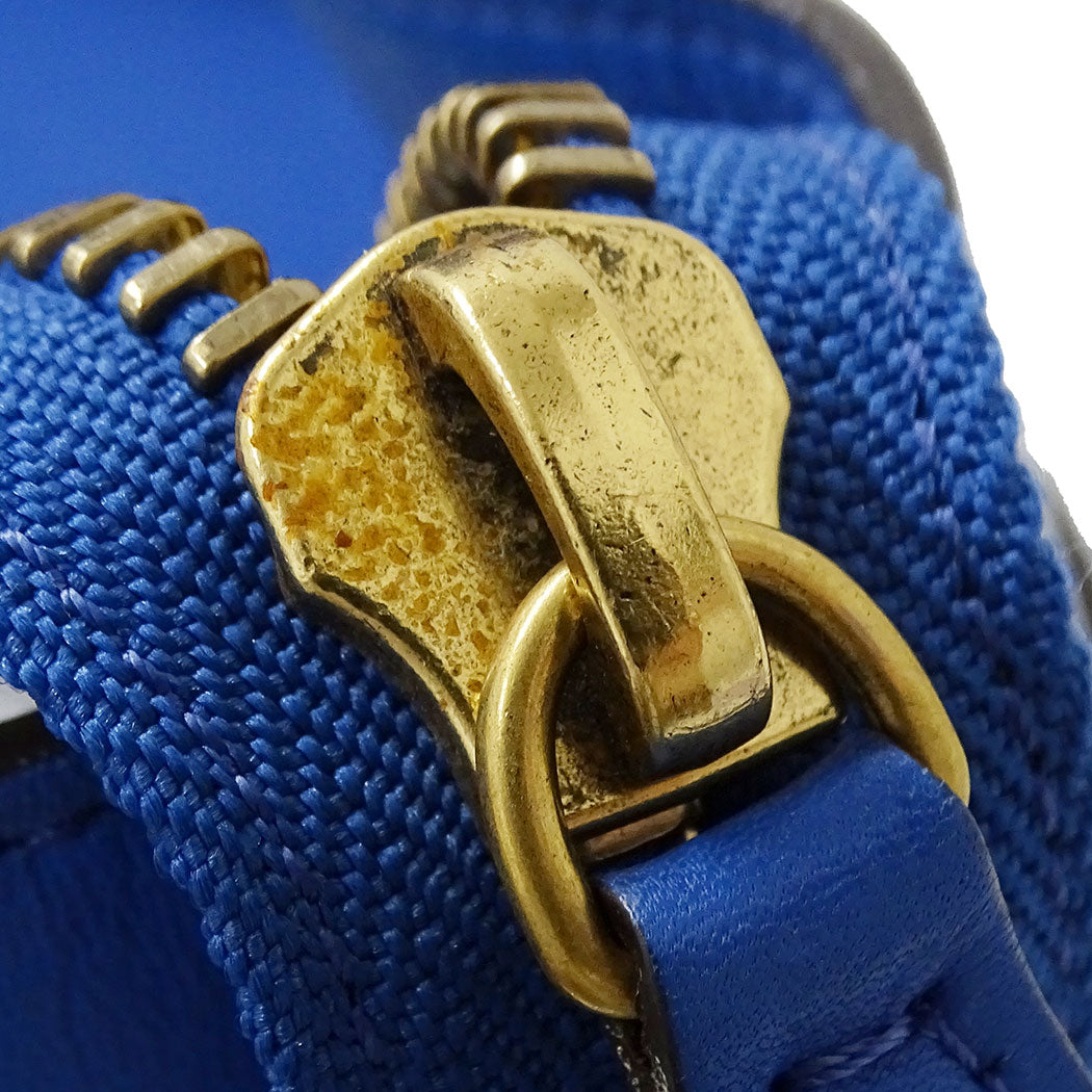 CELINE セリーヌ ラゲージ マイクロショッパー ハンドバッグ ブルー レザー レディース 【中古】