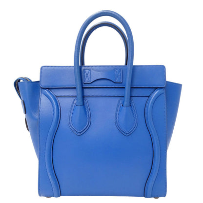 CELINE セリーヌ ラゲージ マイクロショッパー ハンドバッグ ブルー レザー レディース 【中古】