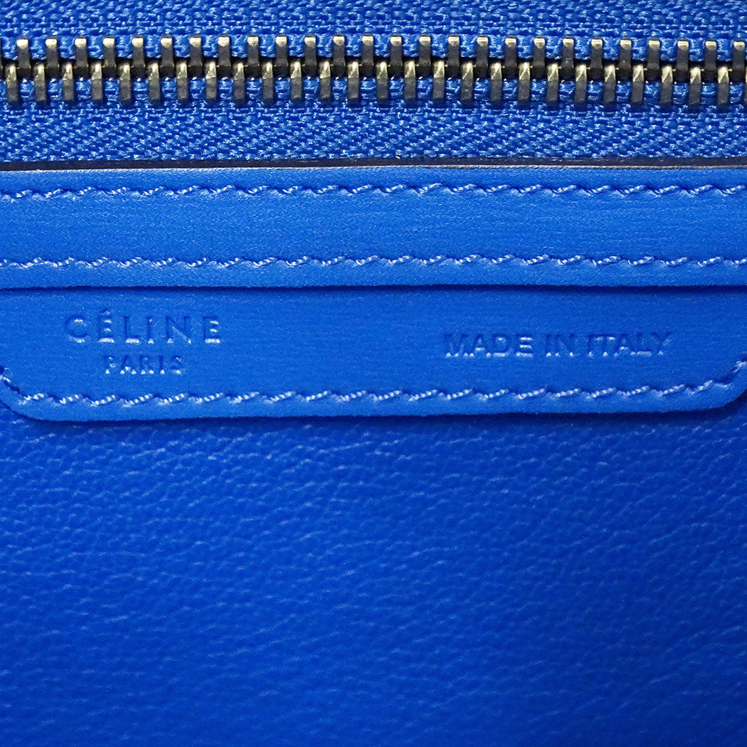 CELINE セリーヌ ラゲージ マイクロショッパー ハンドバッグ ブルー レザー レディース 【中古】