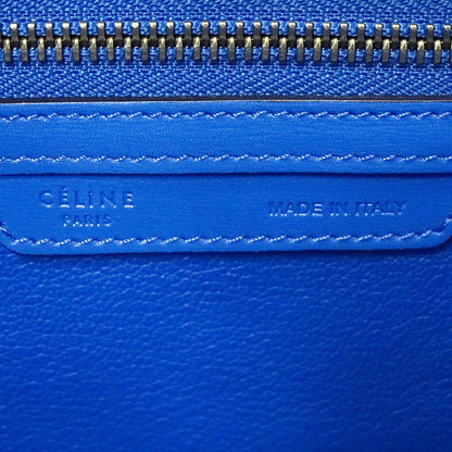 CELINE セリーヌ ラゲージ マイクロショッパー ハンドバッグ ブルー レザー レディース 【中古】