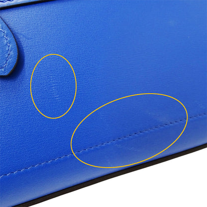 CELINE セリーヌ ラゲージ マイクロショッパー ハンドバッグ ブルー レザー レディース 【中古】