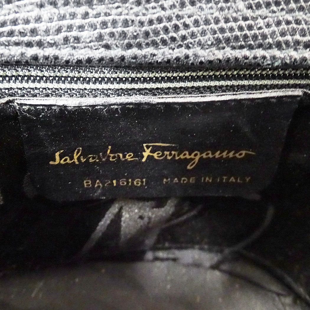 Ferragamo フェラガモ ハンドバッグ ヴァラリボン ブラック レザー レディース 【中古】