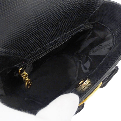 Ferragamo フェラガモ ハンドバッグ ヴァラリボン ブラック レザー レディース 【中古】