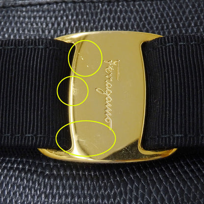 Ferragamo フェラガモ ハンドバッグ ヴァラリボン ブラック レザー レディース 【中古】