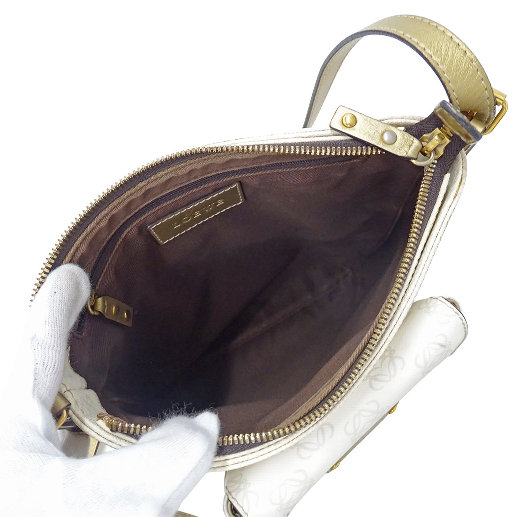 LOEWE ロエベ ショルダーバッグ ホワイト ゴールド PVC レディース 【中古】