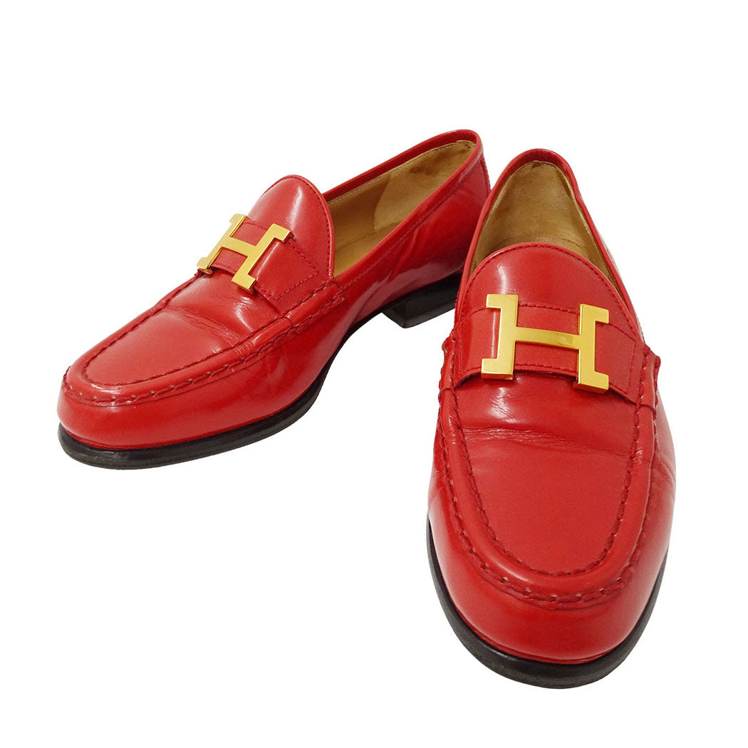 HERMES エルメス ローファー コンスタンス レッド ゴールド金具 レザー レディース 【中古】