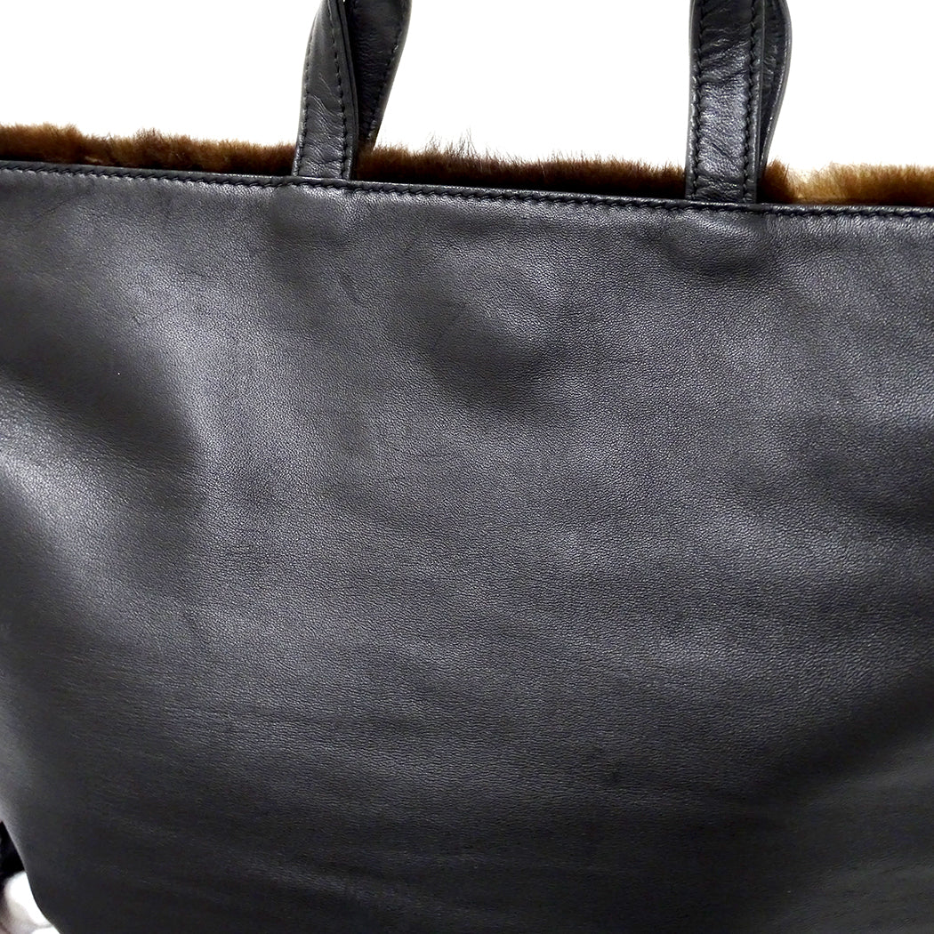 LOEWE ロエベ ハンドバッグ ブラウン ファー レディース 【中古】