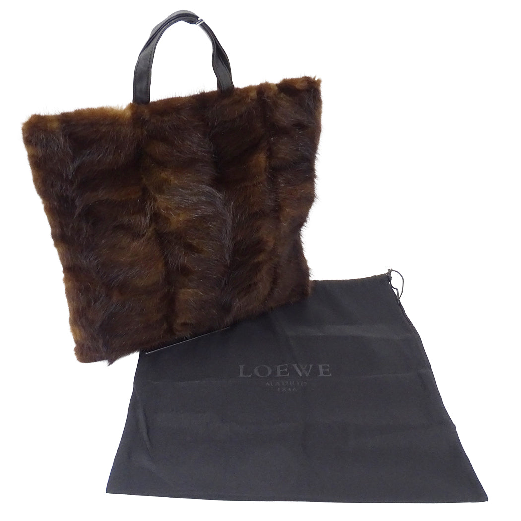 LOEWE ロエベ ハンドバッグ ブラウン ファー レディース 【中古】