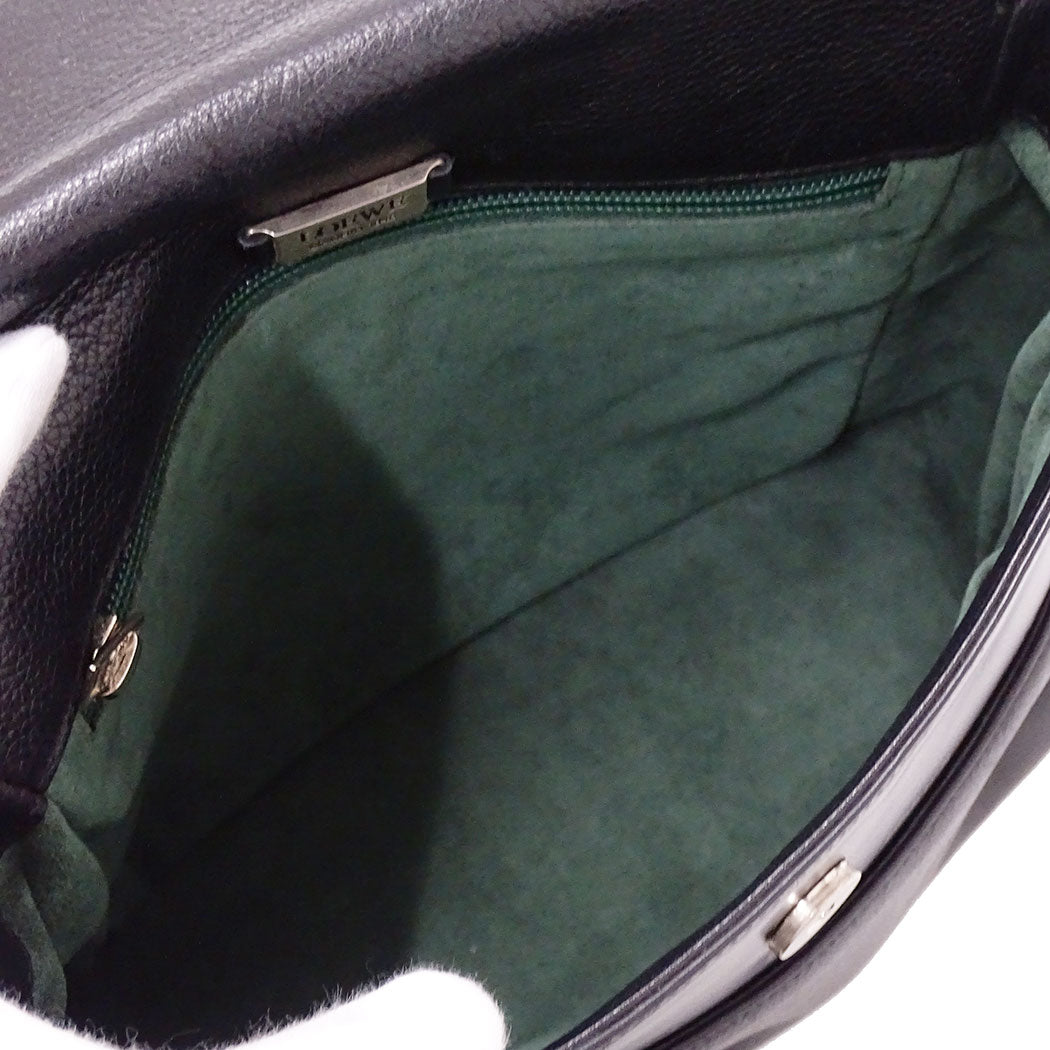LOEWE ロエベ ショルダーバッグ ブラック レザー レディース 【中古】
