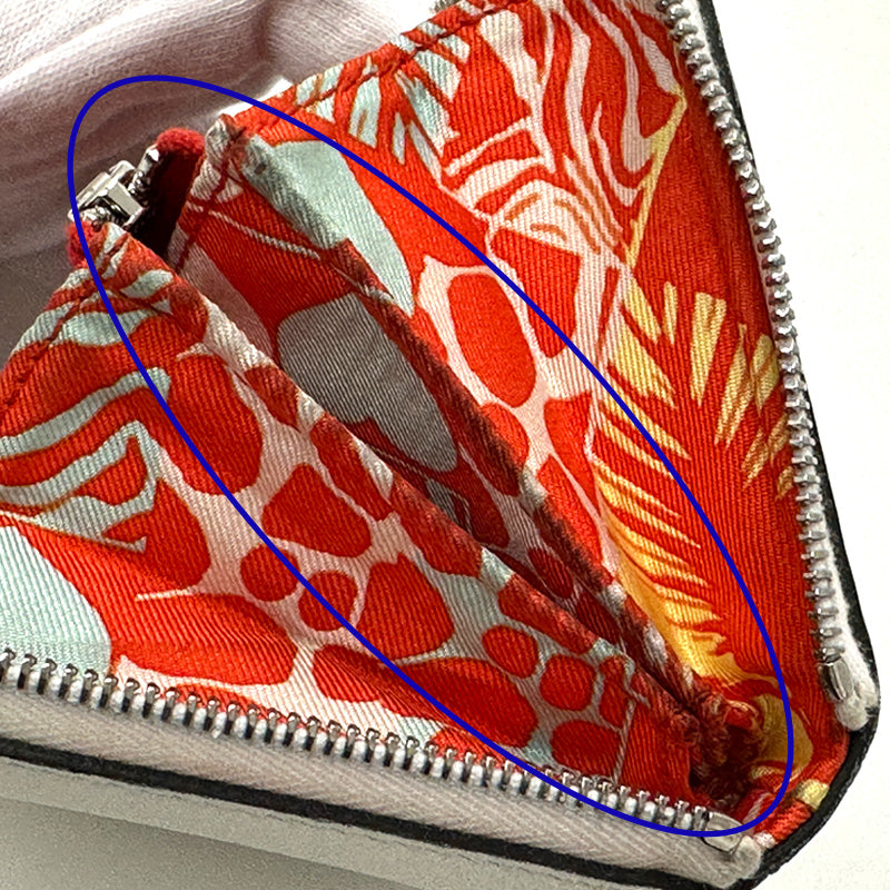 HERMES エルメス アザップ･シルクイン･コンパクト カードケース ホワイト オレンジ エバーカラー レディース メンズ 【中古】