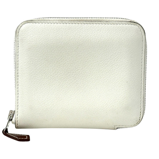HERMES エルメス アザップ･シルクイン･コンパクト カードケース ホワイト オレンジ エバーカラー レディース メンズ 【中古】