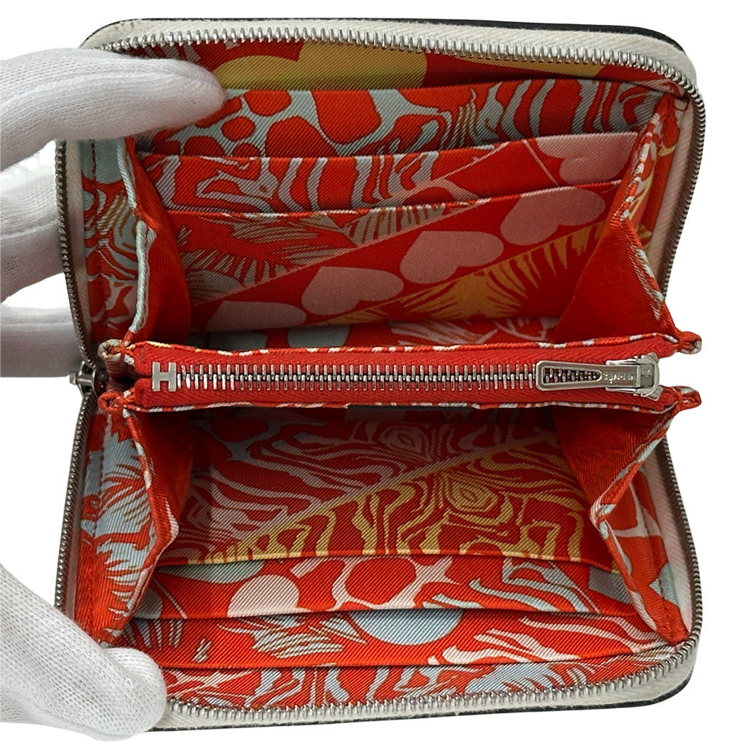 HERMES エルメス アザップ･シルクイン･コンパクト カードケース ホワイト オレンジ エバーカラー レディース メンズ 【中古】