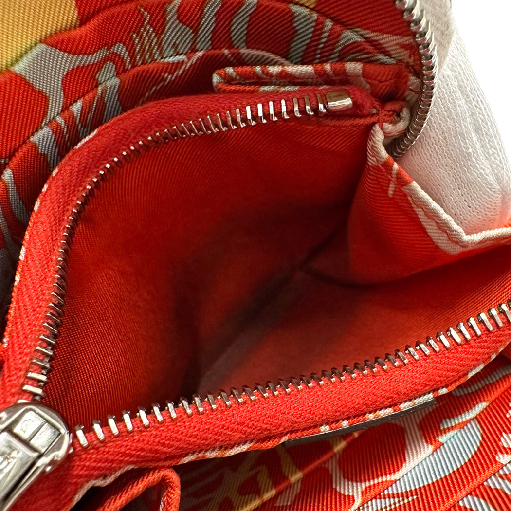 HERMES エルメス アザップ･シルクイン･コンパクト カードケース ホワイト オレンジ エバーカラー レディース メンズ 【中古】