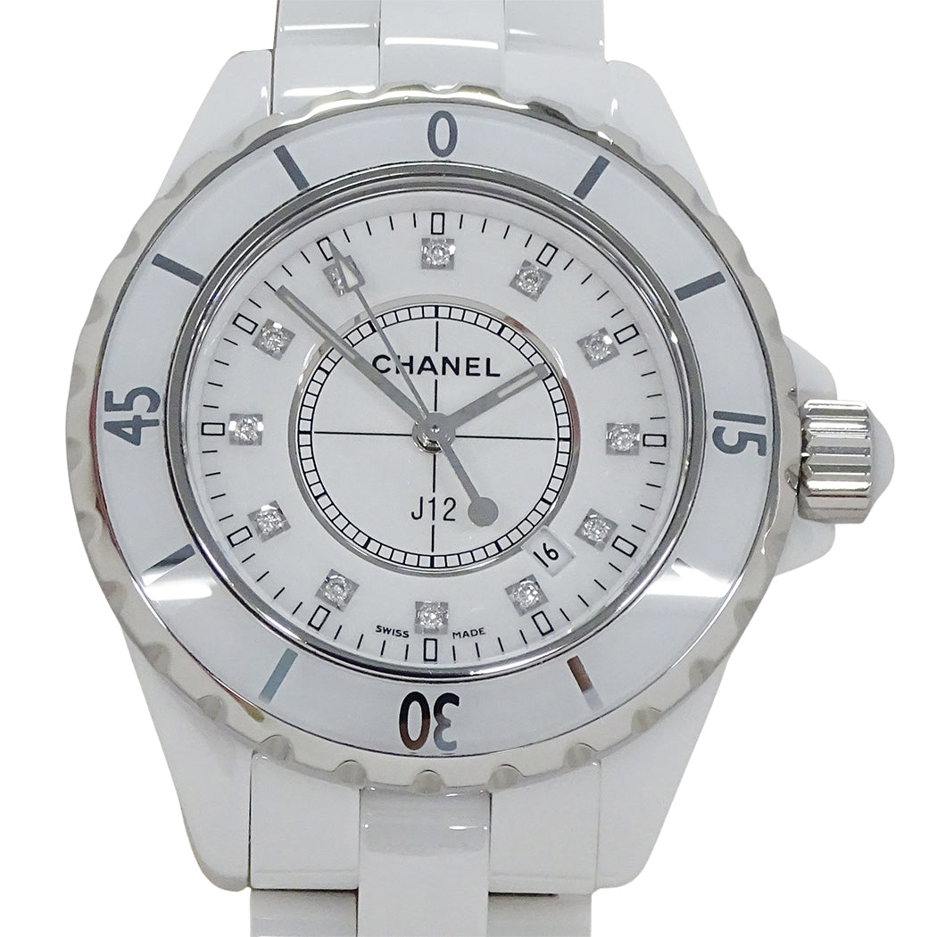 CHANEL シャネル J12 H1628 レディース 腕時計 クオーツ QZ ステンレス ホワイトセラミック ダイヤモンド 【中古】