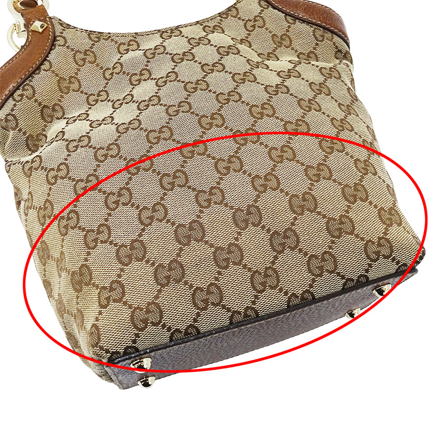 GUCCI グッチ ハンドバッグ バンブー ベージュ ブラウン 140203 GGキャンバス レディース 【中古】